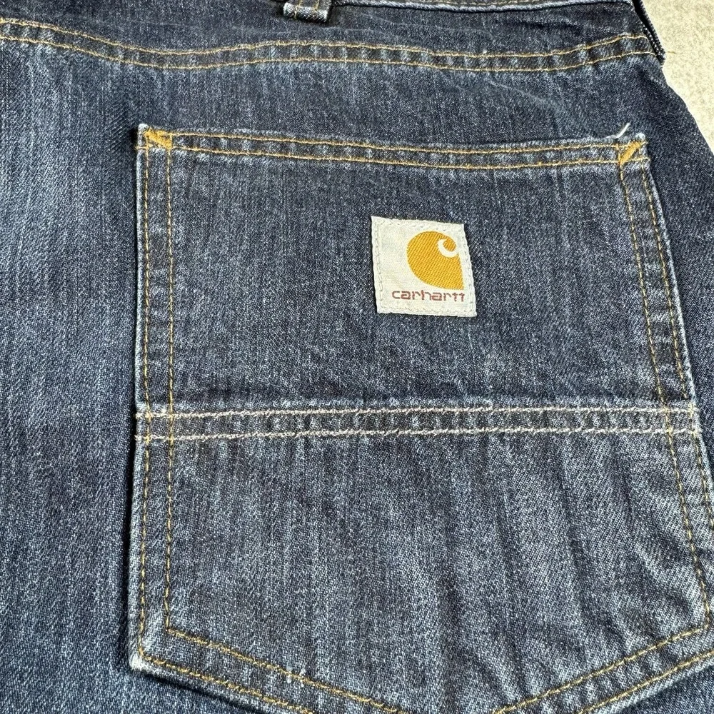 CARHARTT RELAXED FIT MENS DARK WASH BLUE DENIM JEANS SZ 38X34 BD5119-M EUC